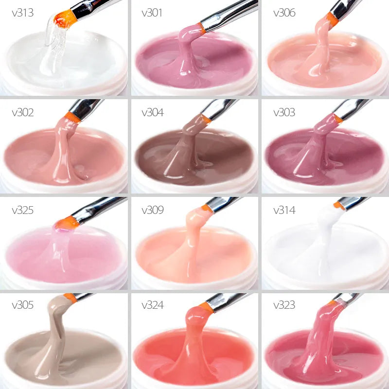 Gel per Ricostruzione Unghie: Primer, Base-Coat, Top-Coat Variati e Colori, 15ml