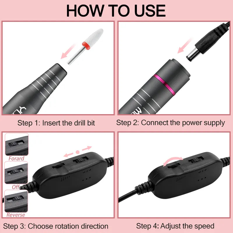 Professional USB-Powered Nail Drill - Available in Two Versions