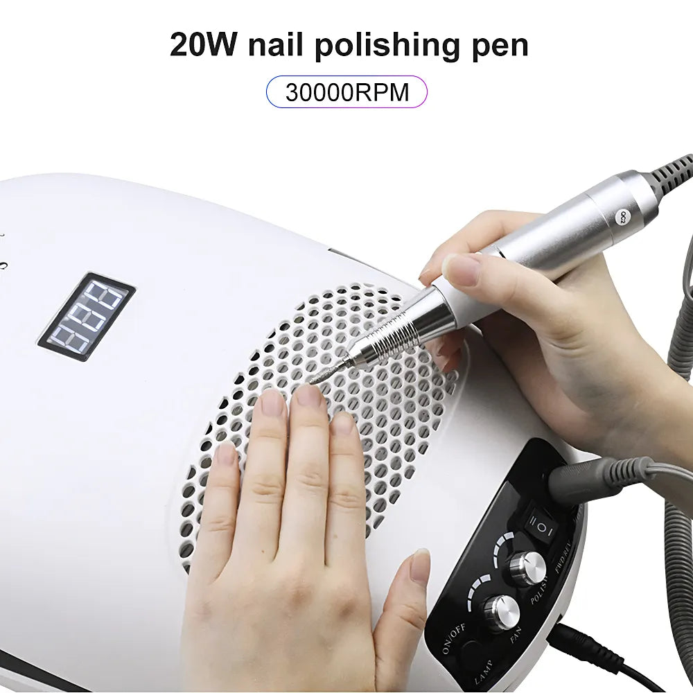  3-in-1 Nail Wonder: LED/UV Lamp, Dust Collector, and High-Speed Drill - The Ultimate Nail Care Solution