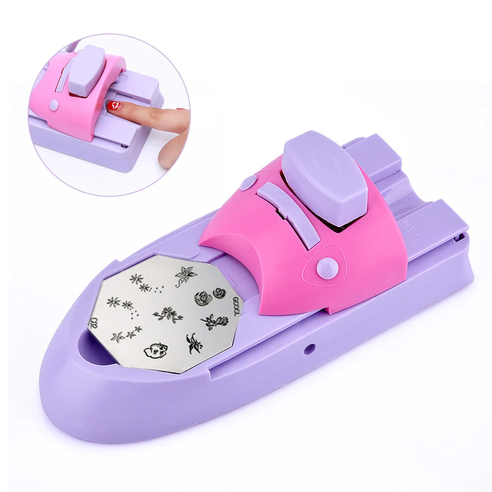 Manual Nail Art Stamping Machine with Included Design Plates