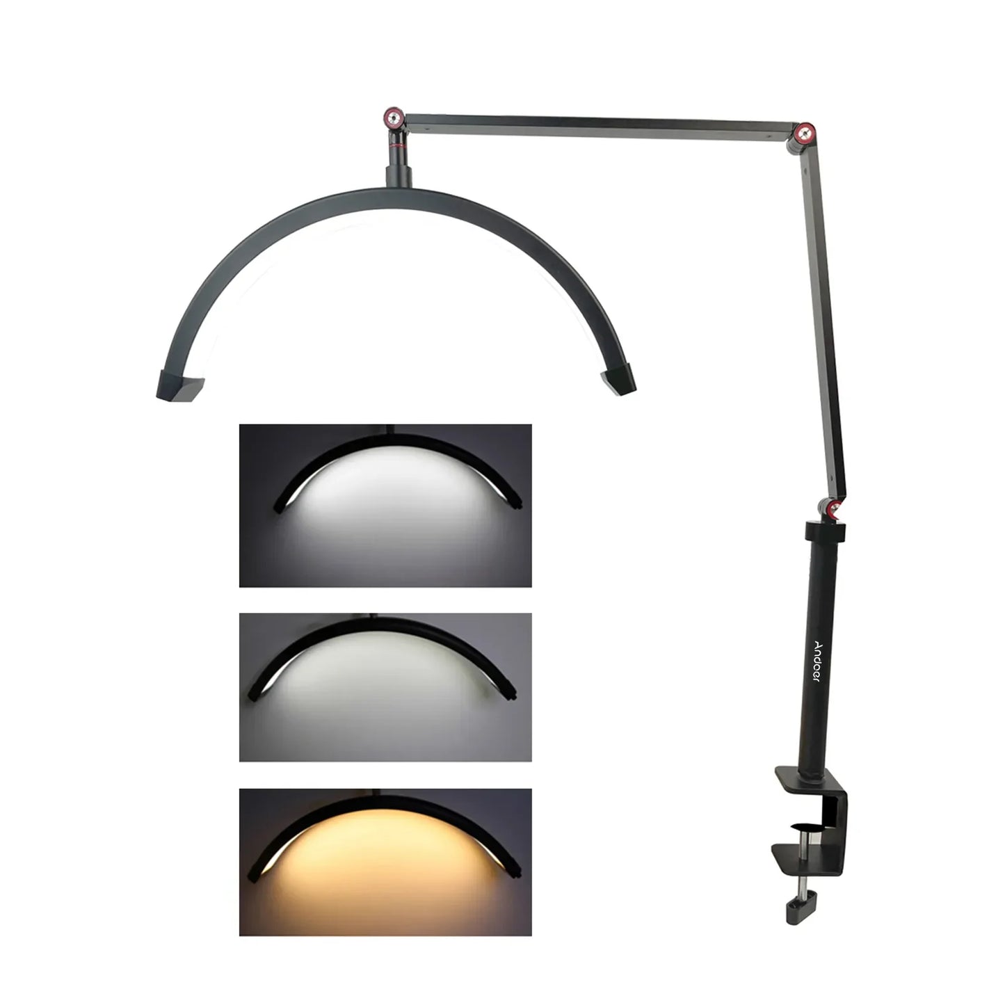 Professional Adjustable Manicure Lamp - 65+35cm Articulated Arm, 41cm Light Arc, Dual Intensity