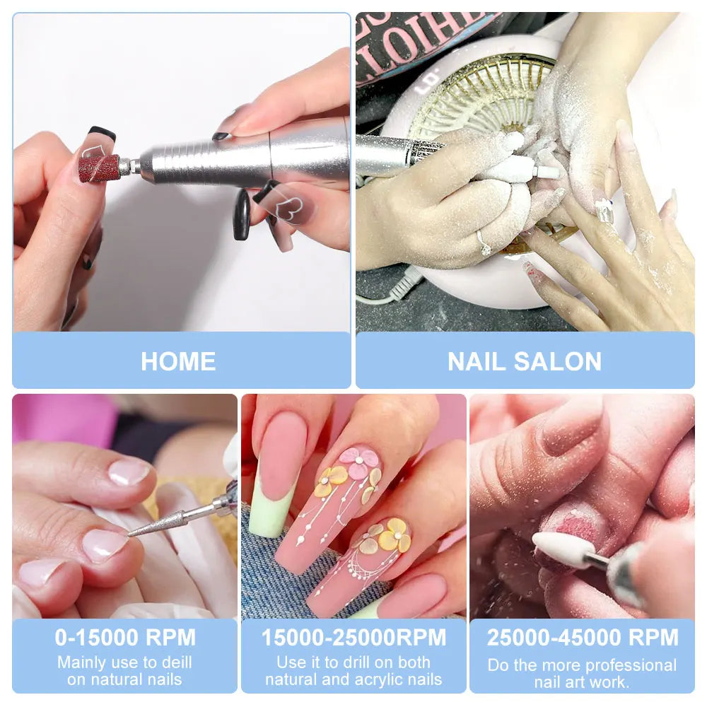 2-in-1 Portable Battery-Operated Nail Drill and Mini UV Lamp - 35000 RPM, 30W, Convenient Display, USB Charging and Power Bank Function