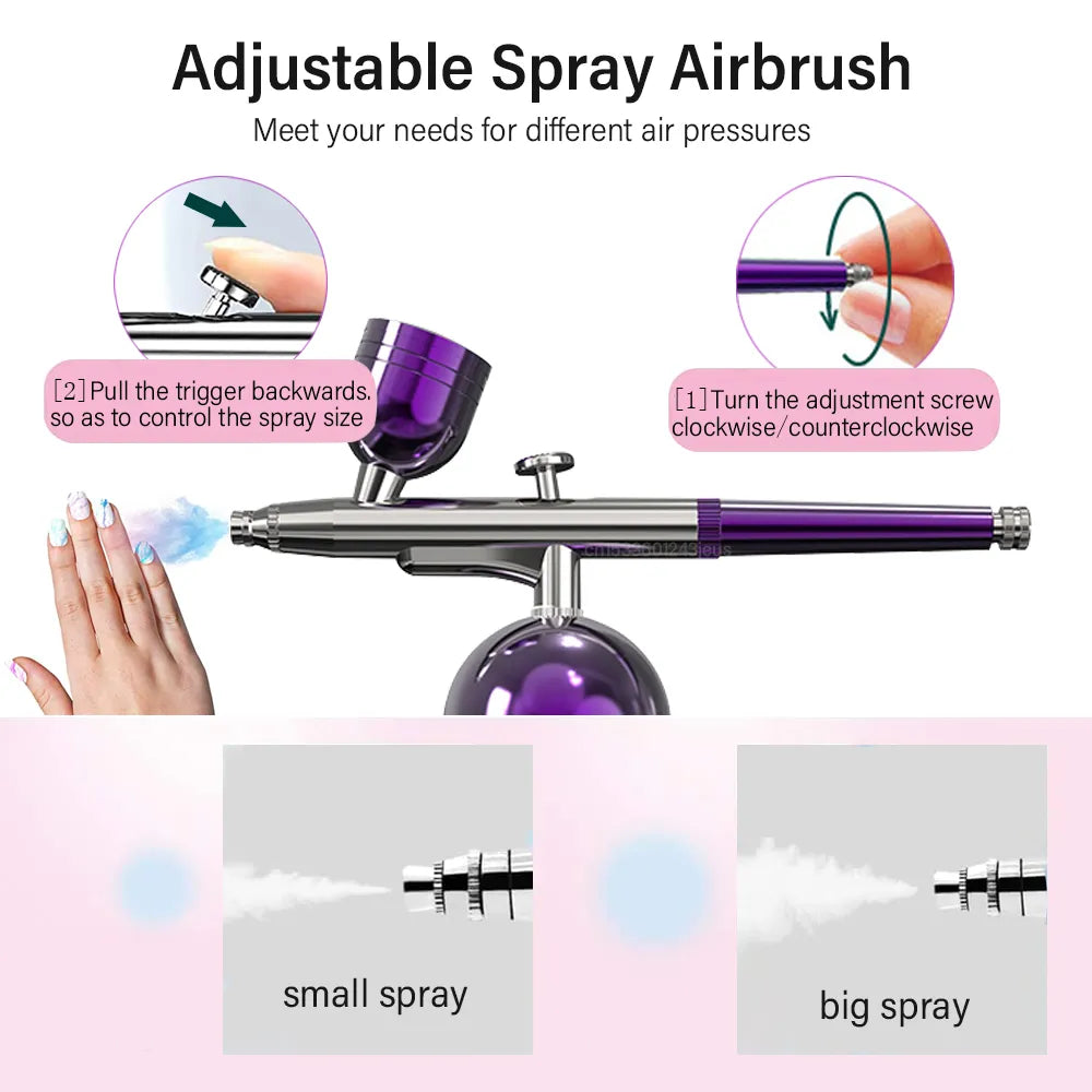 Kit Aerografo per Unghie Portatile a Batteria Ricaricabile USB - NailArt Pro