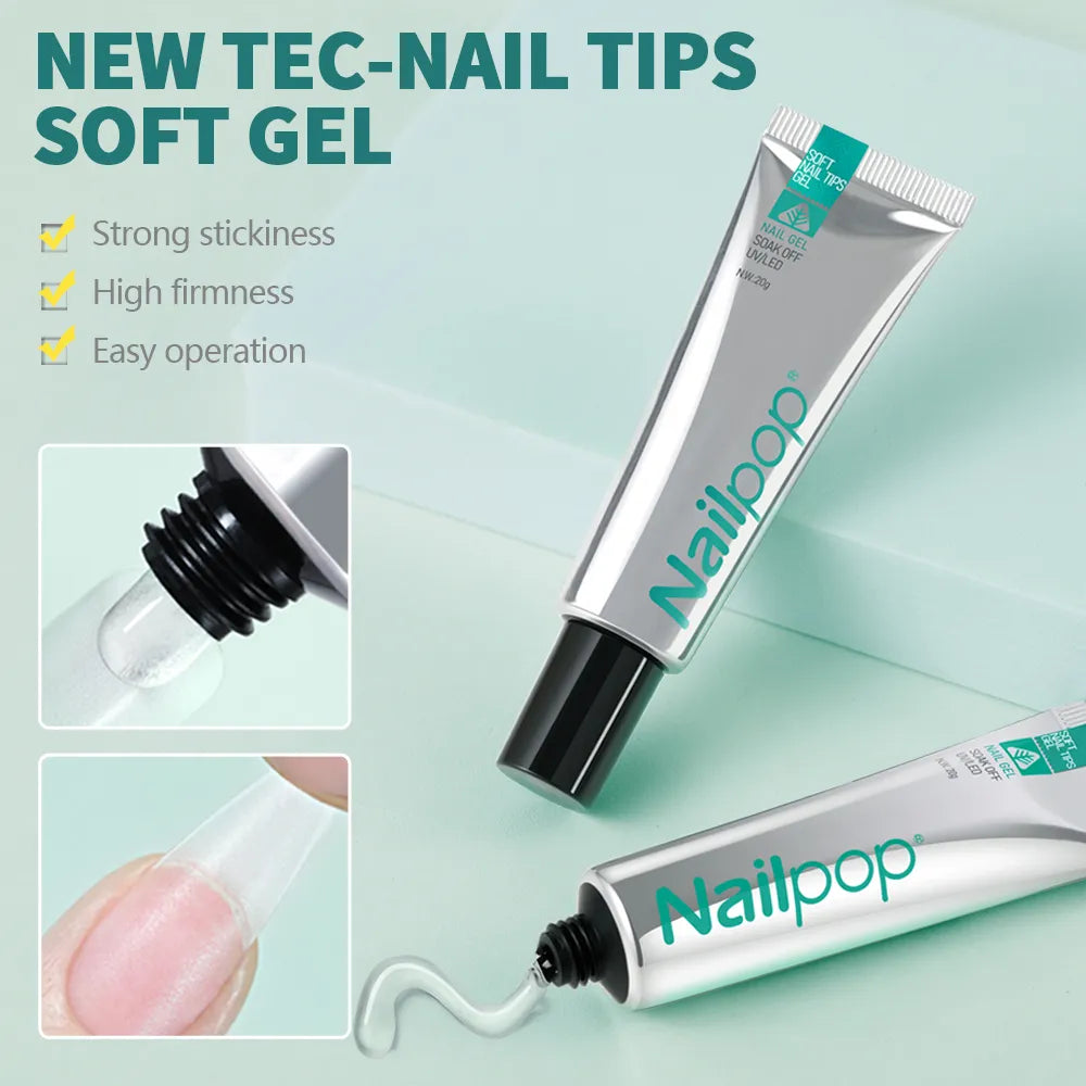 Acrylic Nail Set: PMMA Tips, 20ml Gel Glue, Mini LED/UV Lamp, and Nail File